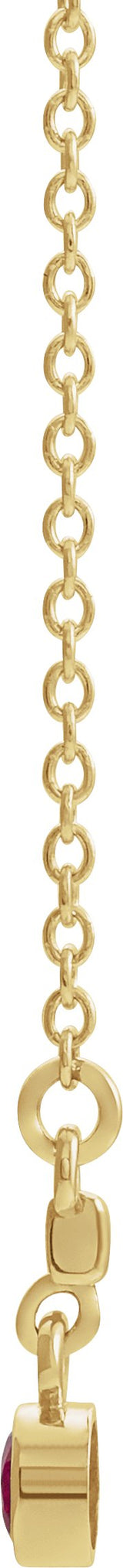 14K Gold Round Natural Ruby Bezel-Set Bar Necklace III - Yellow Gold - view 4