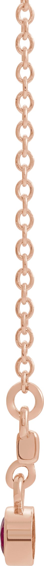 14K Gold Round Natural Ruby Bezel-Set Bar Necklace III - Rose Gold - view 4