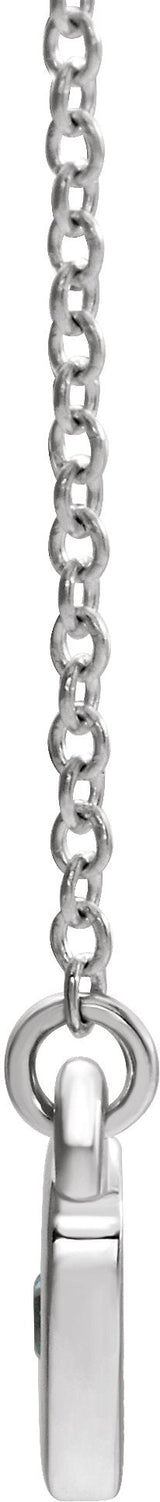 14K Gold Round Lab-Grown Blue Sapphire Heart Necklace - White Gold - view 4
