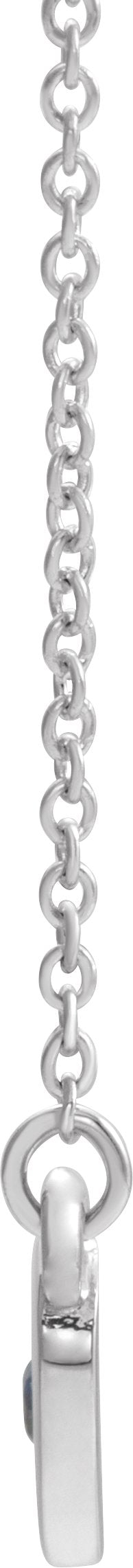 14K Gold Round Natural Blue Sapphire Heart Necklace - White Gold - view 4
