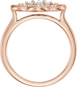 14K Gold Round Natural Diamond Clover Ring - Rose Gold - view 4