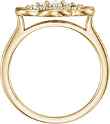 14K Gold Round Natural Diamond Clover Ring - Yellow Gold - view 4
