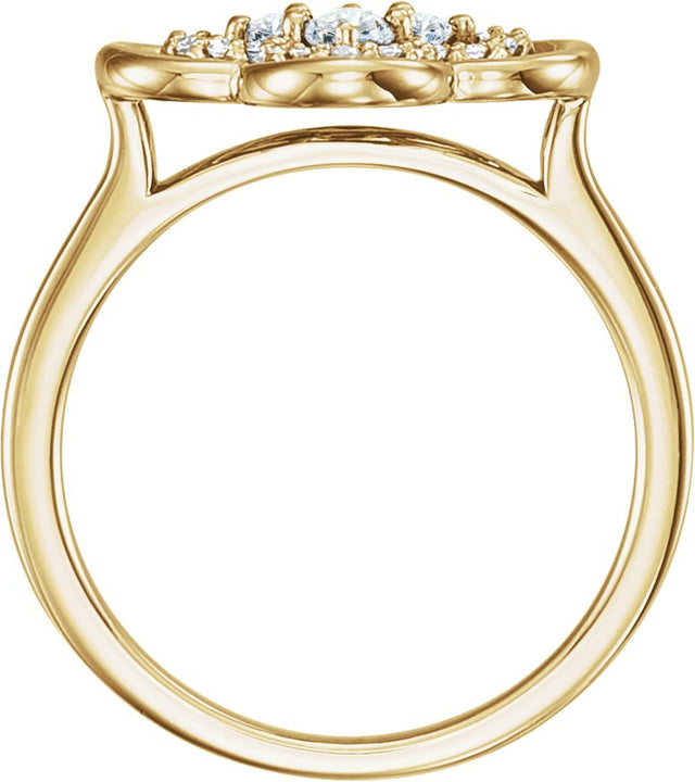14K Gold Round Natural Diamond Clover Ring - Yellow Gold - view 4