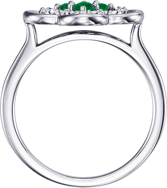 Platinum Round Lab-Grown Emerald Clover Ring - view 4