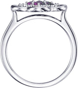 Platinum Round Natural Alexandrite Clover Ring - view 4