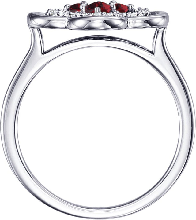 Platinum Round Natural Ruby Clover Ring - view 4