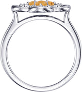 14K Gold Round Natural Citrine Clover Ring - White Gold - view 4