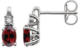 14K Gold Oval Natural Mozambique Garnet & Natural Diamond Accented Birthstone Earrings – 6x4mm