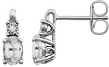 14K Gold Oval Lab-Grown White Sapphire & Natural Diamond Accented Birthstone Earrings