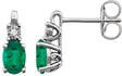 14K Gold Oval Lab-Grown Emerald & Natural Diamond Accented Birthstone Earrings