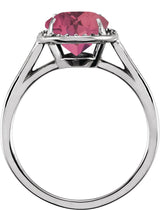 14K Gold Oval Natural Pink Tourmaline & Natural Diamond Halo-Style Ring – 10x8mm - White Gold - view 2