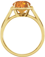 14K Gold Oval Natural Citrine & Natural Diamond Halo-Style Ring – 10x8mm - Yellow Gold - view 2