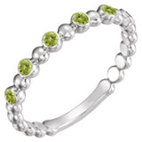 Platinum Round Natural Peridot Stackable Bead Ring – 1.75mm Stones - view 2