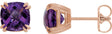 14K Gold Natural Amethyst Cushion Double Claw-Prong Stud Earrings - Rose Gold