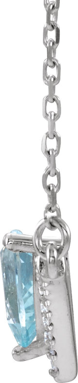Platinum Pear Natural Aquamarine Accented V Necklace - view 5