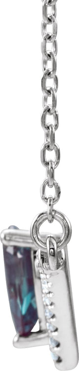 14K Gold Pear Lab-Grown Alexandrite Accented V Necklace - White Gold - view 5