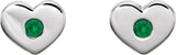 14K Gold Round Lab-Grown Emerald Heart Earrings - White Gold - view 4
