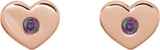 14K Gold Round Natural Alexandrite Heart Earrings - Rose Gold - view 4
