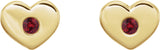 14K Gold Round Natural Ruby Heart Earrings - Yellow Gold - view 4