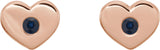 14K Gold Round Lab-Grown Blue Sapphire Heart Earrings - Rose Gold - view 4