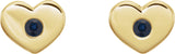 14K Gold Round Lab-Grown Blue Sapphire Heart Earrings - Yellow Gold - view 4
