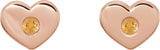 14K Gold Round Natural Citrine Heart Earrings - Rose Gold - view 4