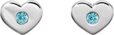 14K Gold Round Natural Blue Zircon Heart Earrings - White Gold - view 4