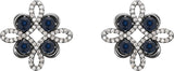 14K Gold Round Lab-Grown Blue Sapphire Clover Earrings - view 4