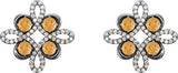 14K Gold Round Natural Citrine Clover Earrings - White Gold - view 4