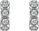 Platinum Round Natural Diamond Accented Hoop Earrings – 2.5mm Stones - view 4