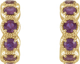 14K Gold Round Natural Alexandrite Accented Hoop Earrings - Yellow Gold - view 4