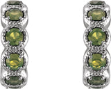 14K Gold Round Natural Peridot Accented Hoop Earrings - White Gold - view 4