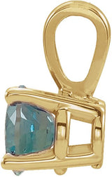 14K Gold Round Lab-Grown Alexandrite Birthstone Necklace or Pendant - Yellow Gold - view 4