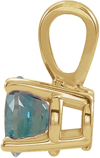 14K Gold Round Lab-Grown Alexandrite Birthstone Necklace or Pendant - Yellow Gold - view 4