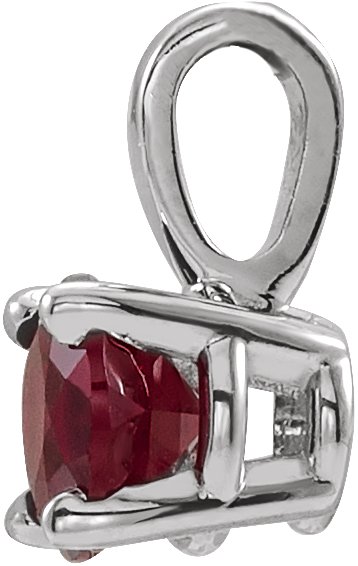 Platinum Round Lab-Grown Ruby Birthstone Necklace or Pendant - view 4