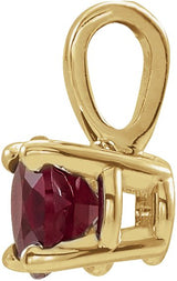 14K Gold Round Natural Ruby Birthstone Necklace or Pendant - Yellow Gold - view 4
