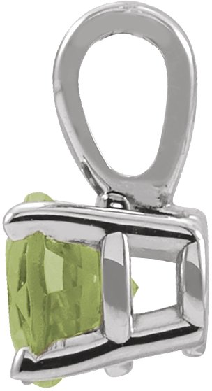 Platinum Round Natural Peridot Birthstone Necklace or Pendant - view 4