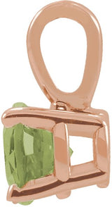 14K Gold Round Natural Peridot Birthstone Necklace or Pendant - Rose Gold - view 4