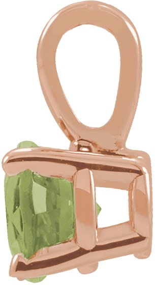 14K Gold Round Natural Peridot Birthstone Necklace or Pendant - Rose Gold - view 4