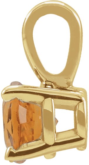 14K Gold Round Natural Citrine Birthstone Necklace or Pendant - Yellow Gold - view 4