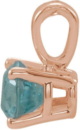 14K Gold Round Natural Blue Zircon Birthstone Necklace or Pendant - Rose Gold - view 4