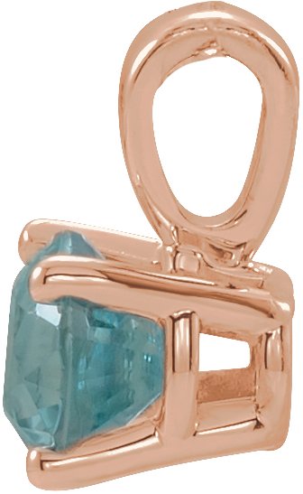 14K Gold Round Natural Blue Zircon Birthstone Necklace or Pendant - Rose Gold - view 4