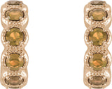 14K Gold Round Natural Citrine Accented Hoop Earrings - Rose Gold - view 4