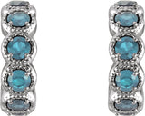 Platinum Round Natural Blue Zircon Accented Hoop Earrings - view 4
