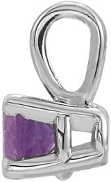 14K Gold Round Natural Amethyst Birthstone Necklace or Pendant - White Gold - view 4