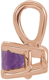 14K Gold Round Natural Amethyst Birthstone Necklace or Pendant - Rose Gold - view 4