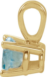 14K Gold Round Natural Aquamarine Birthstone Necklace or Pendant - Yellow Gold - view 4