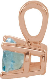 14K Gold Round Natural Aquamarine Birthstone Necklace or Pendant - Rose Gold - view 4