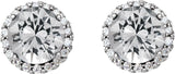 Platinum Natural Diamond Round 4-Prong Halo-Style Earrings – 3-5.5mm Stones - view 5