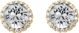 14K Gold Natural Diamond Round 4-Prong Halo-Style Earrings – 3-5.5mm Stones - Yellow Gold - view 4